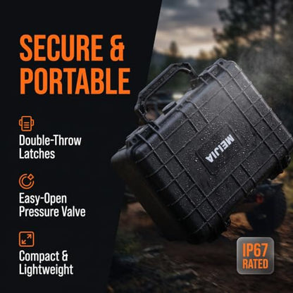 MEIJIA Portable All Weather IP67 Waterproof Protective Case,Hard Camera Case,Dry Case with Customized Foam,Fit Use of Drones,Camera,Equipments,Elegant Black (9.17inch x 7.56inch x4.33inch) - size: 9.17" x 7.56" x 4.33"