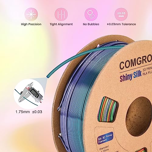 Comgrow Rainbow Colors Silk PLA 3D Printer Filament, PLA Filament 1.75mm - color: Rainbow Yellow