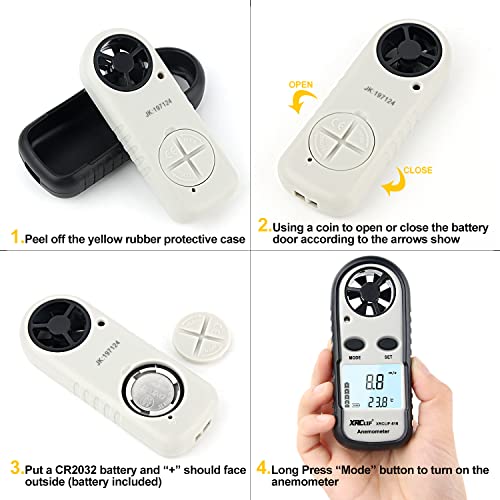 Digital Wind Speed Meter Anemometer, Handhled Wind Gauges Measuring Wind Chill Temperature Speed, Wind Meter Thermometer Gauge for Shooting Windsurfing Fishing Hunting Gray