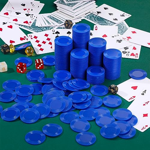 Leitee 1000 Pcs Plastic Poker Chips, 38 mm Interlocking Game Tokens, Blue - color: Blue