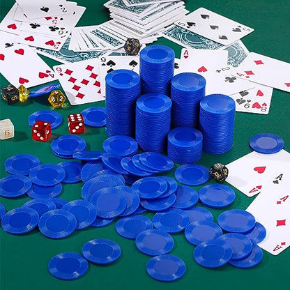 Leitee 1000 Pcs Plastic Poker Chips, 38 mm Interlocking Game Tokens, Blue - color: Blue
