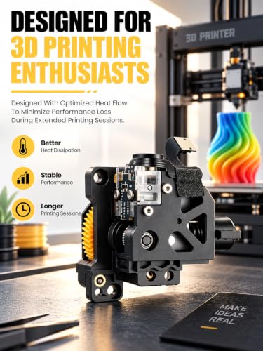 Hardened Steel Extruder Unit for Bambu Lab P1P P1S 3D Printer, Upgraded Dual Gear Extruder Assembly with Filament Run-Out Detection, High Torque Feeding System Replacement Accessory - color: Black