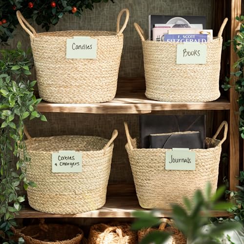 Hygge & Sage: Metal Non-Slip Basket Labels Clip On for Storage Bins, or Wire Racks | Includes 8 Labels, 8 Non-Slip Pads, and 2 Free Markers (Sage Green) - color: Sage Green