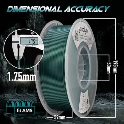 YXPOLYER PLA Filament Premium 2-Color Silk PLA 3D Printer Filament 1.75mm 1kg, Dual Color Black and Green Dual-Color Printing - color: Black&green