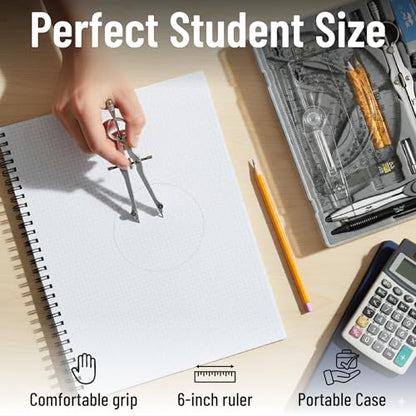Mr. Pen- Geometry Set, 15 pcs, Blue, 6 Inch Swing Arm Protractor, Divider - color: Blue