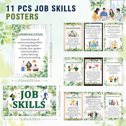 Outus 11 Pcs Job Skill Posters High School Classroom Decoration, Eucalyptus - style: Eucalyptus