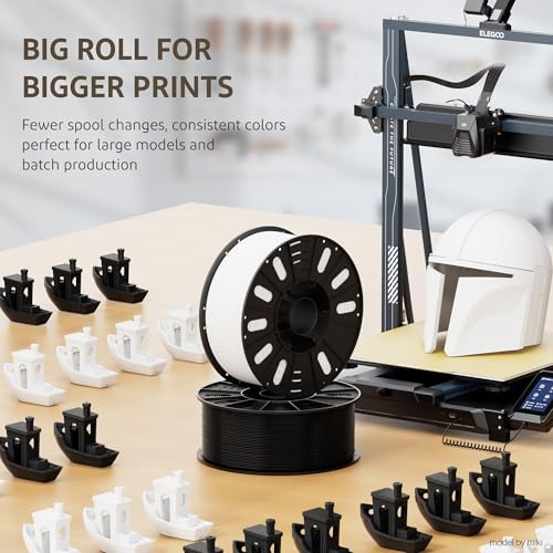 ELEGOO Rapid PETG 3D Printer Filament 1.75mm White 3KG Large Spool - color: 1 Big Spool White 3kg