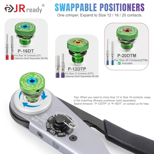 JRready ST6461 Deutsch DTM Connector Kit with Crimping Tool & Pin Removal Tools, DTM 2/3/4/6 Pin Waterproof Wire Connectors, Size 20 Solid Contacts 20-22AWG for Automotive ECU Sensor Wiring - size: DTM Kit with Crimper