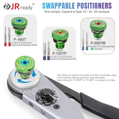 JRready ST6461 Deutsch DTM Connector Kit with Crimping Tool & Pin Removal Tools, DTM 2/3/4/6 Pin Waterproof Wire Connectors, Size 20 Solid Contacts 20-22AWG for Automotive ECU Sensor Wiring - size: DTM Kit with Crimper
