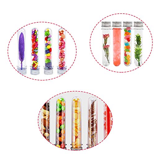 24 PCS Plastic Test Tubes,45 ml Clear Test Tube with Caps,140 x 25 mm Test Tube for Candy Storage,Party,Decoration,Beads Display,Lab
