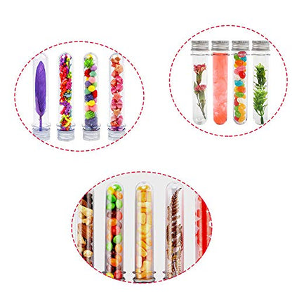 24 PCS Plastic Test Tubes,45 ml Clear Test Tube with Caps,140 x 25 mm Test Tube for Candy Storage,Party,Decoration,Beads Display,Lab