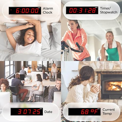 Ivation Oversized Digital Wall Clock with Large LED Display & Timer, 60" - color: Red, size: 60" Inch