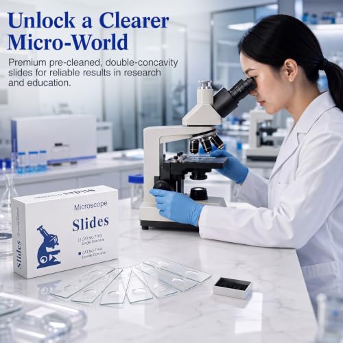 Tellegloww 50 Pcs Pre-Cleaned Double Concave Microscope Glass Slide 3" x 1" - color: Double Concave Microscope Slide