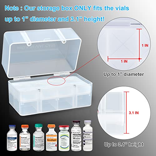 8-Holes Medication Vial Storage Box for Fridge, Insulin Vial Holder Organizer Case Fits Various 5ml-15ml Injectable Medicines Vials - Clear - color: White