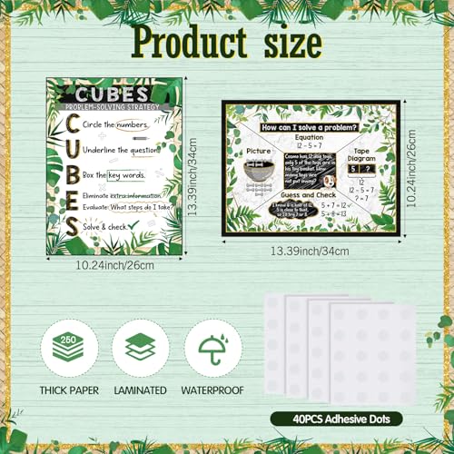 Pasimy 8 Pcs Eucalyptus Math Posters Greenery Math Bulletin Board Set