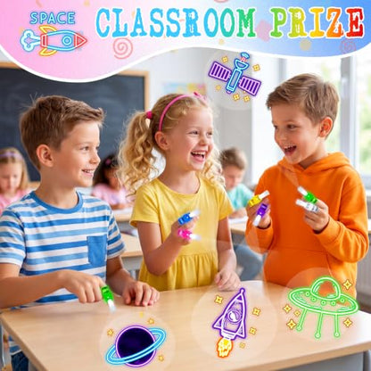 24 Pcs Space Themed Party Favors LED Finger Lights Toys for Kids Ages 3-12 - style: Space