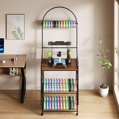 Large 3D Printer Stand with Filament Storage & Rolling Printer Cart