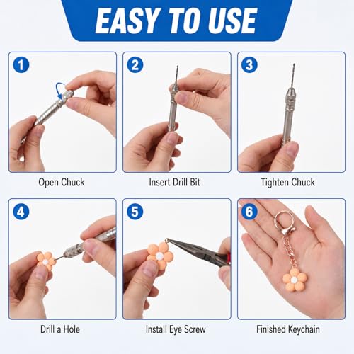 Pin Vise Hand Drill Set (0.8mm-3mm), Hand Drill Manual