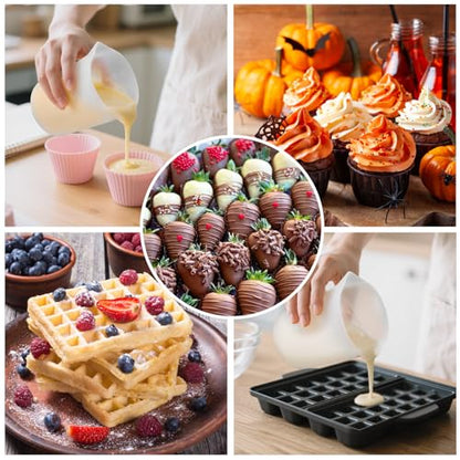 Palksky Silicone Measuring Cups for Melting Chocolate, 6PCS Chocolate Melting Cup with 250 & 350ml Capacity, Reusable Baking Supplies for DIY Chocolate Molds - size: 250ml*3+350ml*3
