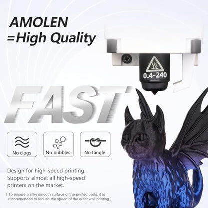 AMOLEN Silk Gradient Rainbow PLA 3D Printer Filament Bundle, 200gX 4 Spools - color: Black Red/Black Blue/Black Purple/Black Green