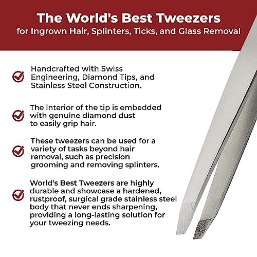 WBT Diamond Tip Slant Precision Tweezer for Eyebrow & Ingrown Hair Removal - style: Diamond Slant Tip