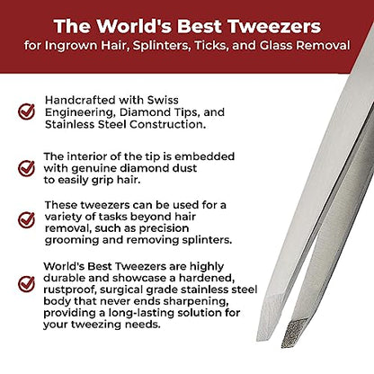 WBT Diamond Tip Slant Precision Tweezer for Eyebrow & Ingrown Hair Removal - style: Diamond Slant Tip