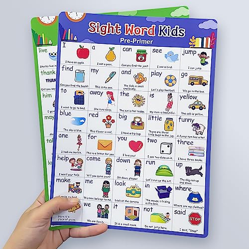 Lachilly Sight Words 5 Levels Learnig Posters, Vocabulary Building, Preschool, Home, Middle and High School Classroom Wall Decoration, Bulletin Board Set, Teacher Teaching Aids, 5 Sheet - style: Sight Words 5P