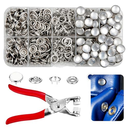 NXTOV 100 Set Pearl Snaps Button Kit with Fastener Pliers - color: White