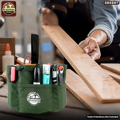 Graintex GB2887 Grab Bag Dark Green Color Rip-Stop Canvas 18 Pockets Drawstring Closure - color: Hunter Green