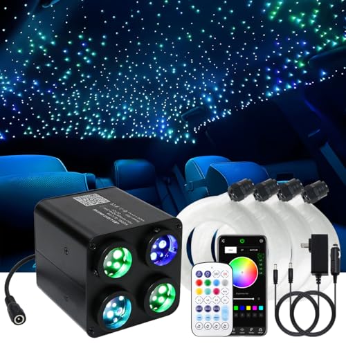 AKEPO 36W 4 Color Twinkle Starlights Headliner Fiber Optic Lights Kit - size: 2400pcs*13.1ft*0.03in