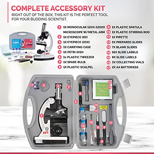 AmScope M30-ABS-KT1-W-I 1200X Microscope Kit - Includes Science