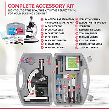 AmScope M30-ABS-KT1-W-I 1200X Microscope Kit - Includes Science