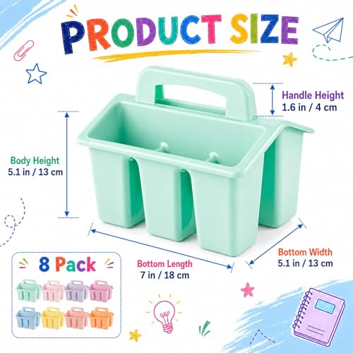 gisgfim 8 Pack Pastel Classroom Caddy Table Organizer with Handle - color: Pastel