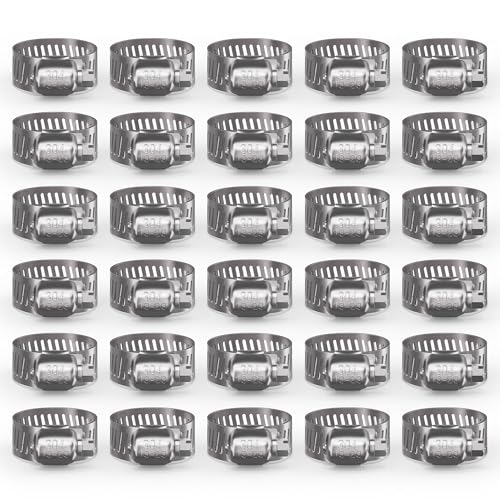 30PCS Stainless Steel Worm Gear Hose Clamps, 3/4"-1-1/8" (19-29mm) - color: Silver, size: 3/4" to 1-1/8"(30pcs)