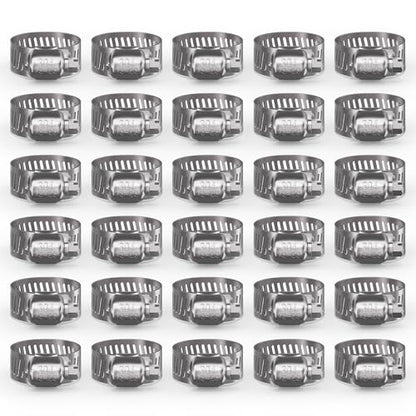 30PCS Stainless Steel Worm Gear Hose Clamps, 3/4"-1-1/8" (19-29mm) - color: Silver, size: 3/4" to 1-1/8"(30pcs)
