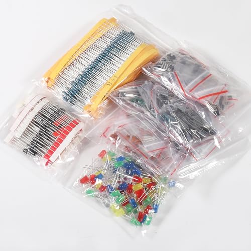 1400PCS Basic Electronics Component Assortment Kit Resistors Transistor Component Ceramic Capacitor Electrolytic Capacitor LED Diode,Common Diodes for Arduino DIY Projects