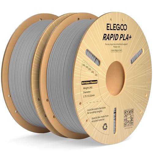 ELEGOO Rapid PLA Plus 3D Printer Filament 1.75mm Gray 2KG - color: 2*1kg Gray