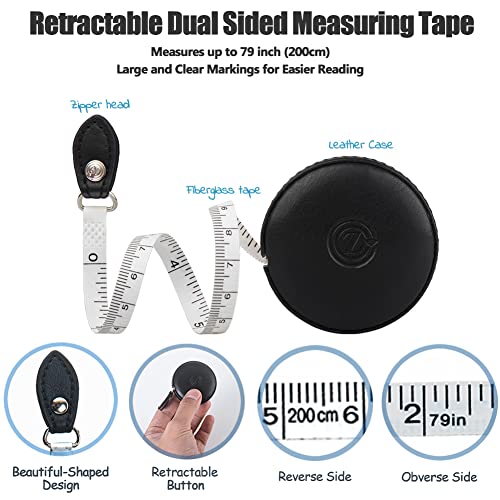 Tape Measure Body Measuring Tape 80inch/205cm Lock Pin Retract Tape Measure for Tailor Fitness Clothes Sewing Handcrafts Weight Loss Body Measurement - color: White Black White 80 inch 3 pack