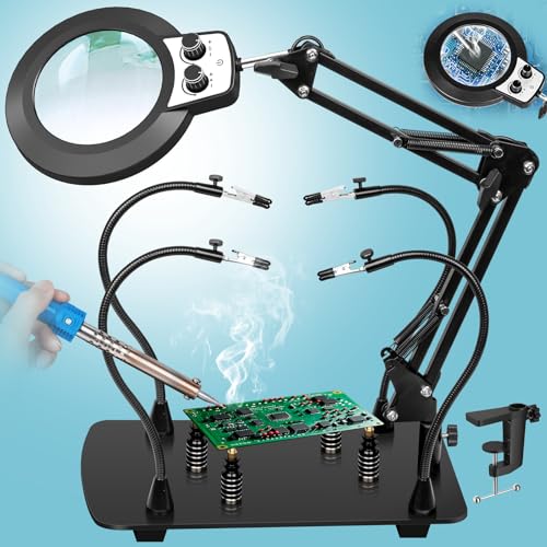 Helping Hands Soldering Station, 10X Magnifying Glass with Light