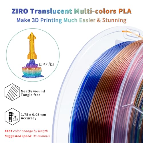 ZIRO Fast Color Change PLA, Transluent Filament 1.75mm, Crystal Prism - color: Cyrstal Prism