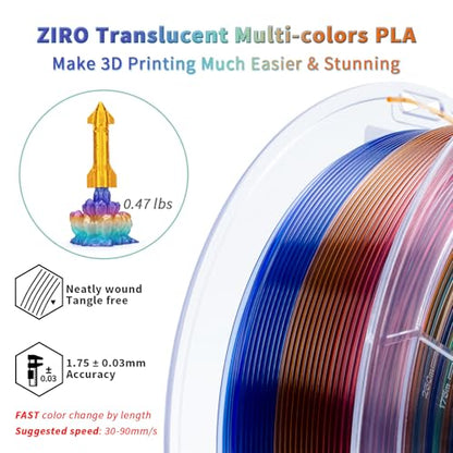 ZIRO Fast Color Change PLA, Transluent Filament 1.75mm, Crystal Prism - color: Cyrstal Prism