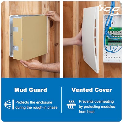 ICC 14-Inch Structured Wiring Enclosure Kit with Cover, White, 1-Pack - color: Voice/Data/Video Combo, size: 14-inch