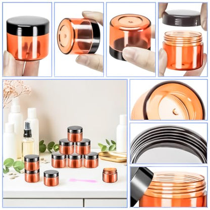 32 Pack 20g Amber Plastic Jars Containers, 20ml Travel Size Makeup Container Jars with Lids, Small Round Cosmetic Pot Jar for Cosmetic Cream Lip Balm Salve Sample Beauty Lotion,Black Lid - color: Amber, size: 20g
