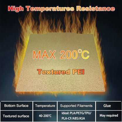 165x165mm Gold PEI Build Plate for Flashfog Adventurer 3/Ender 2 Pro, Double Sided Textured PEI Flexible Spring Steel Platform Heated Printing Bed for Flashfog Adventurer 3 3D Printer - size: 165x165mm