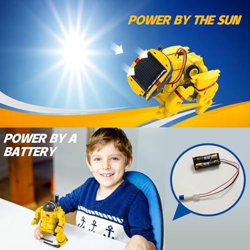 6-in-1 Solar Robot Building Kit for Boys Aged 8-13, Educational Robotic Toys for Kids, Science Kits STEM Toys Birthday Gifts for 8 9 10 11 12 Years Old Boys Girls Teens (Yellow) - color: Yellow
