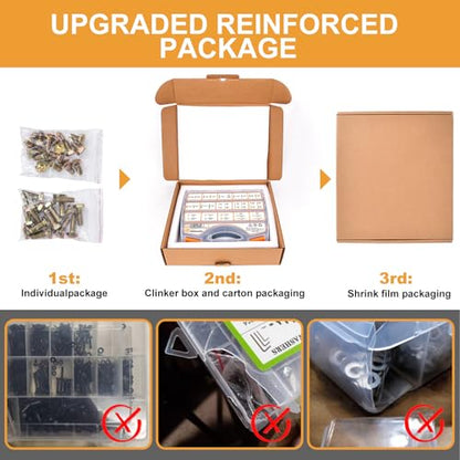 VIGRUE 1060PCS SAE & Metric Bolts Nuts Assortment Kit 1/4-20 5/16-18 3/8-16 and M6 M5 M4 Heavy Duty Assorted Hex Bolts Washers Nuts Fasteners Set with Portable Box, 25 Different Sizes - size: 1060PCS SAE & Metric Bolts