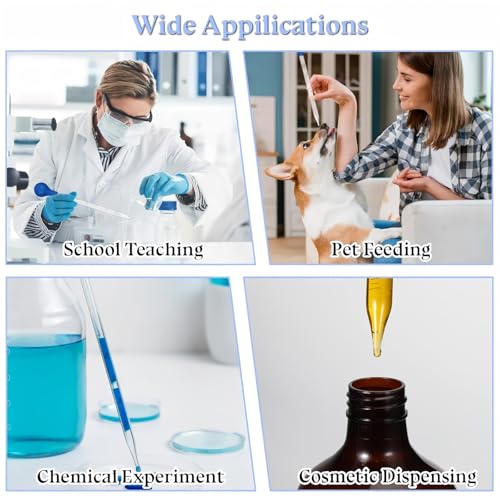 3Pcs Glass Graduated Pipettes Dropper, 10ml & 3ml Liquid Dropper with Rubber Bulb for Lab Home DIY Craft