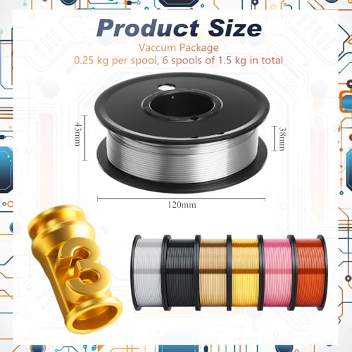 Pangda 3D Printer Filament Pla Bundle 1.75mm Multicolor, ±0.02mm Dimensional Accuracy, 3D Printing Filament for DIY Projects, Holiday Crafts(1.5 kg,Metallic Color) - color: Metallic Color, size: 1.5 kg