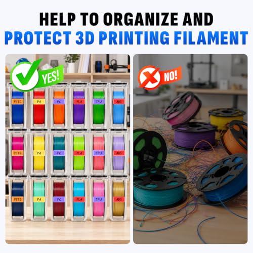 Filament Storage Box 18-Pack with Desiccants, Labels & Filament Cutter