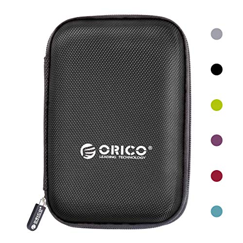 ORICO Hard Drive Case 2.5 inch External Drive Storage Carrying Bag Waterproof Shockproof with Inner Size 5.5x3.5x1.0inch for Organizing HDD and Electronic Accessories, Black(PHD-25) - color: Black